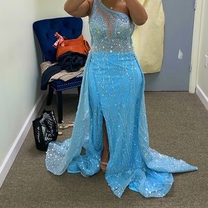 Couture Sky Blue Evening Gown